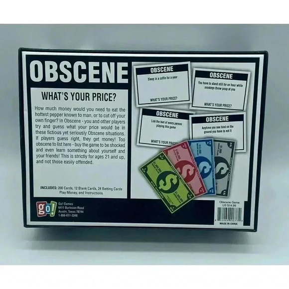 Obscene What's Your Price? Game Games Ages 21+ 2-6 Players Adult - Sealed - Picture 2 of 4